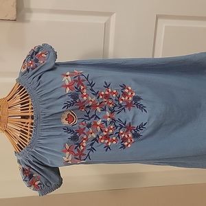 Embroidered Peasant style Dress by Miao Miao